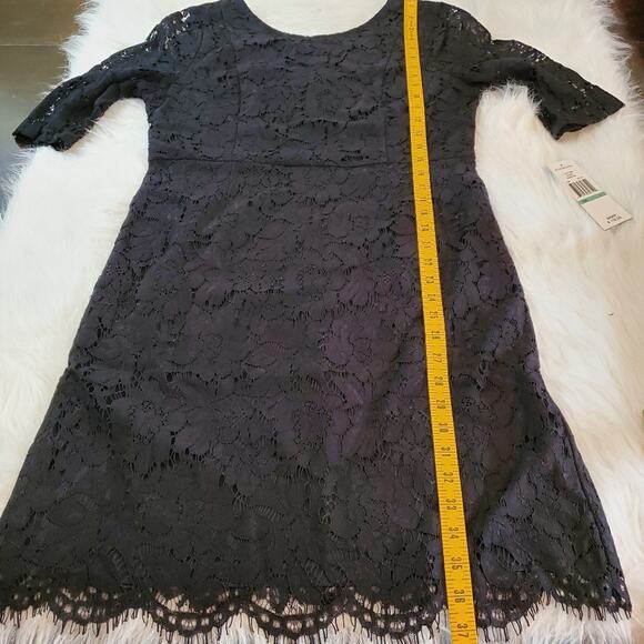 $118 Sharagano Large Black Lace Elbow Sleeve Sheath Dress NWT - Picture 8 of 9